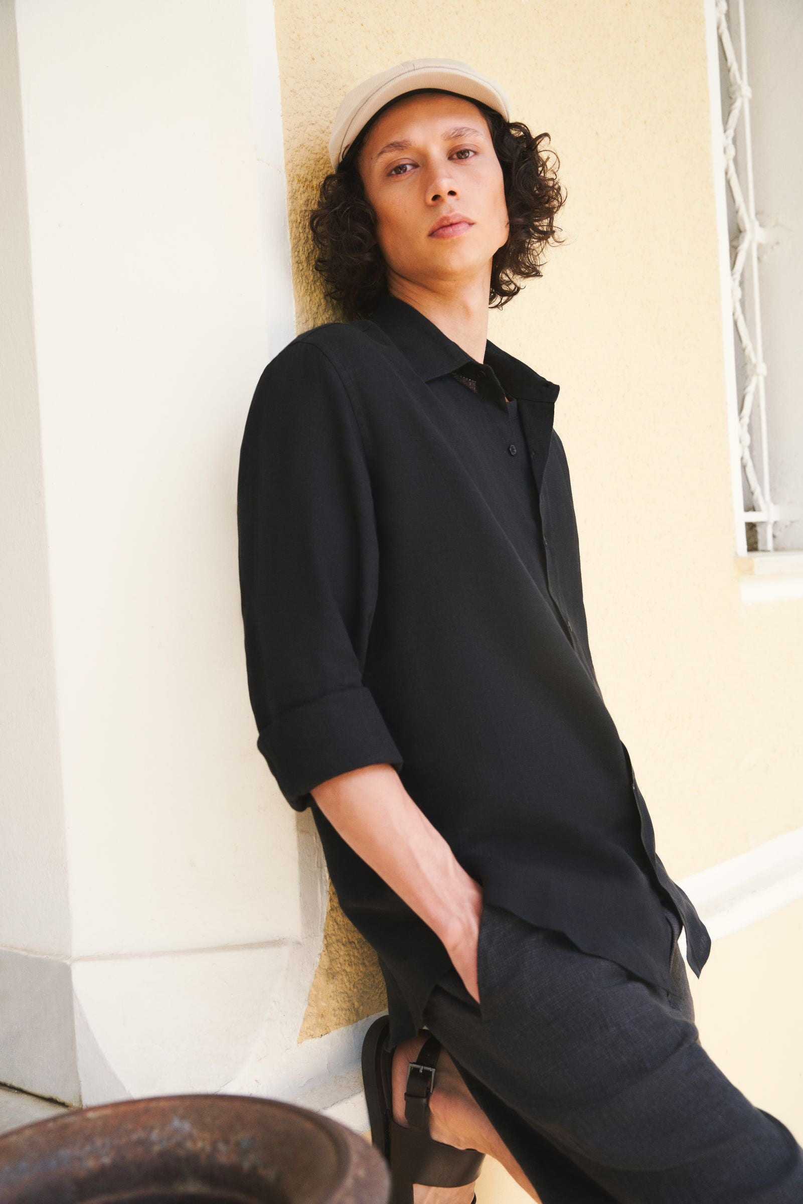 PURE LINEN SHIRT BLACK