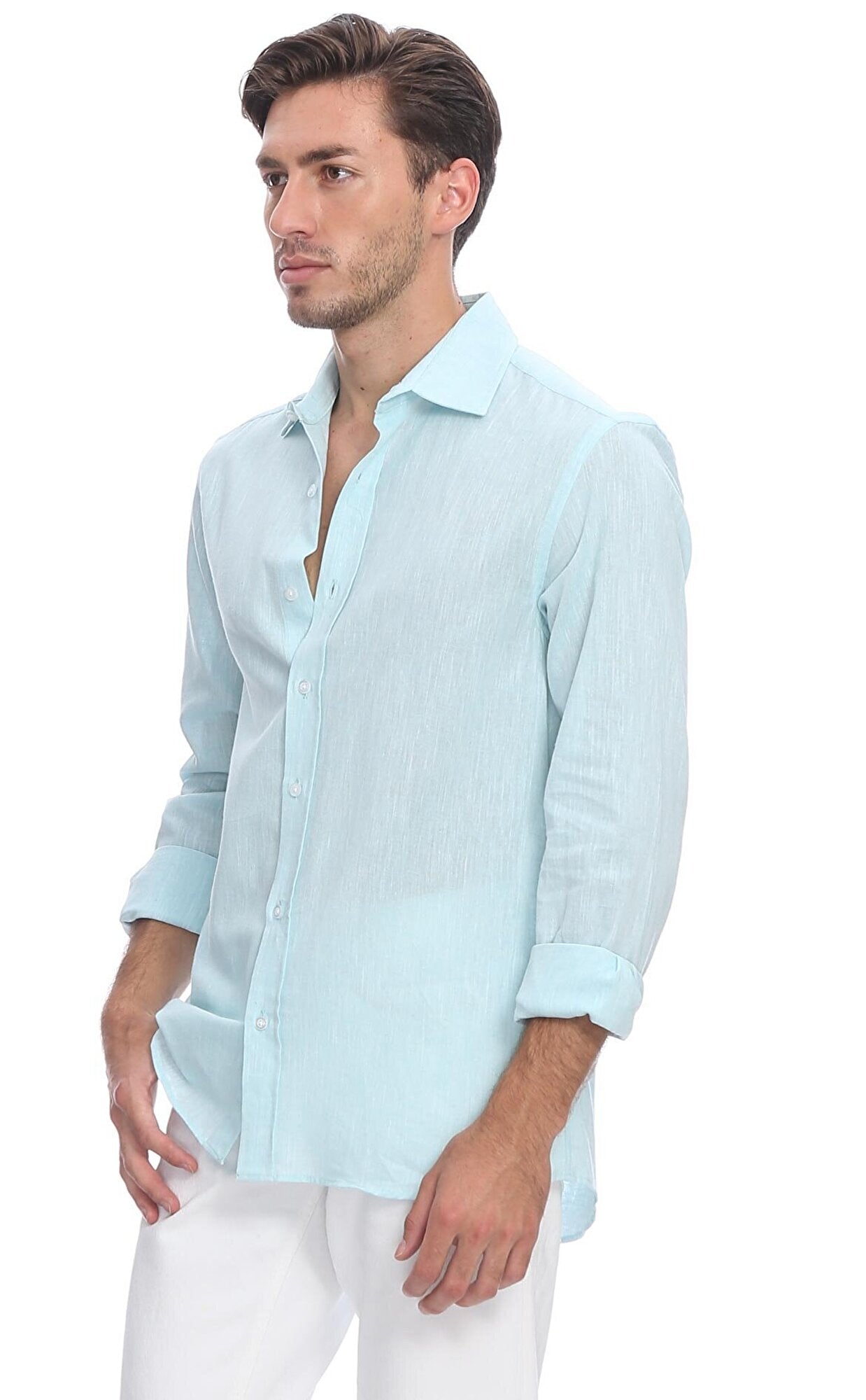 LINEN SHIRT LIGHT GREEN