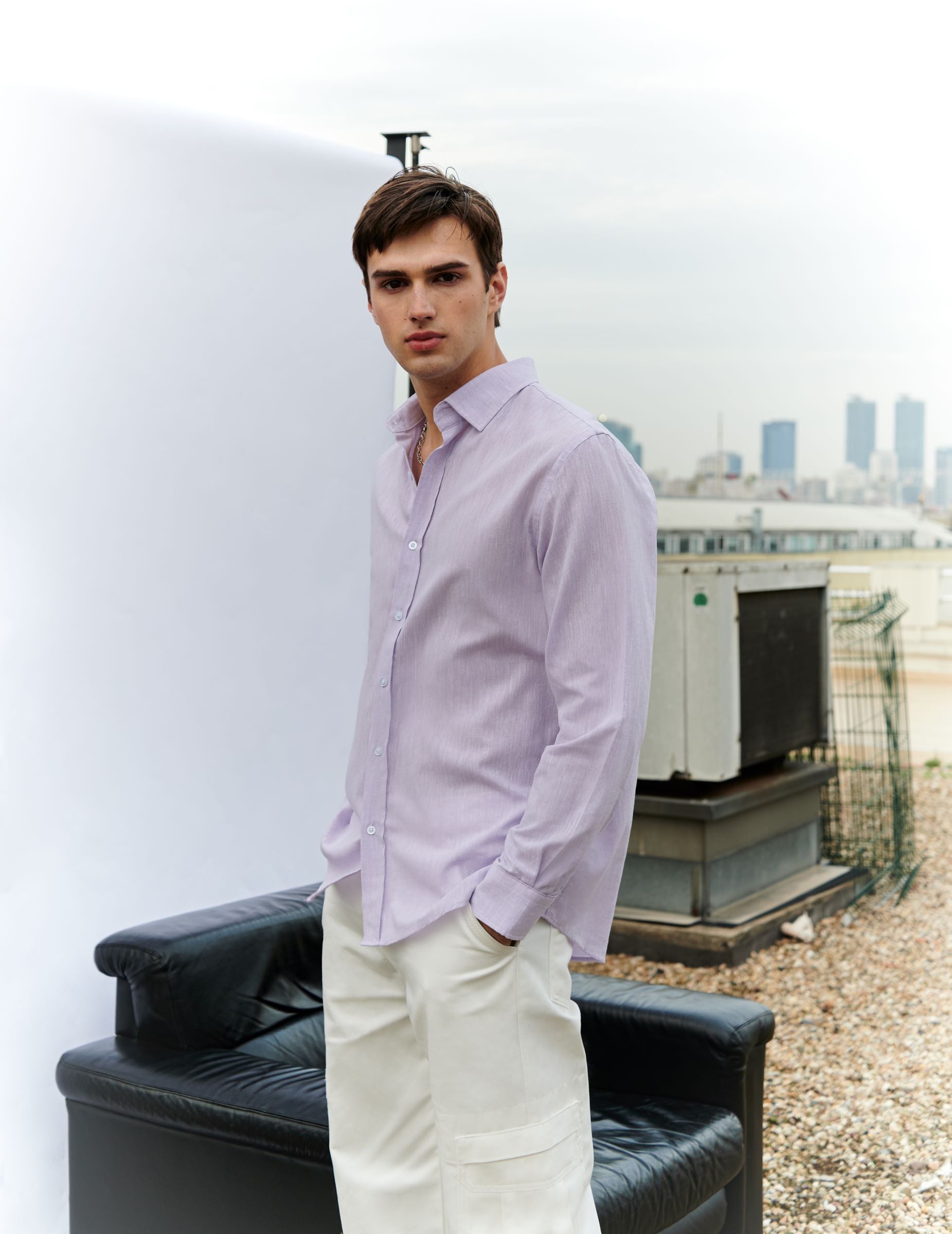 LINEN SHIRT LILAC